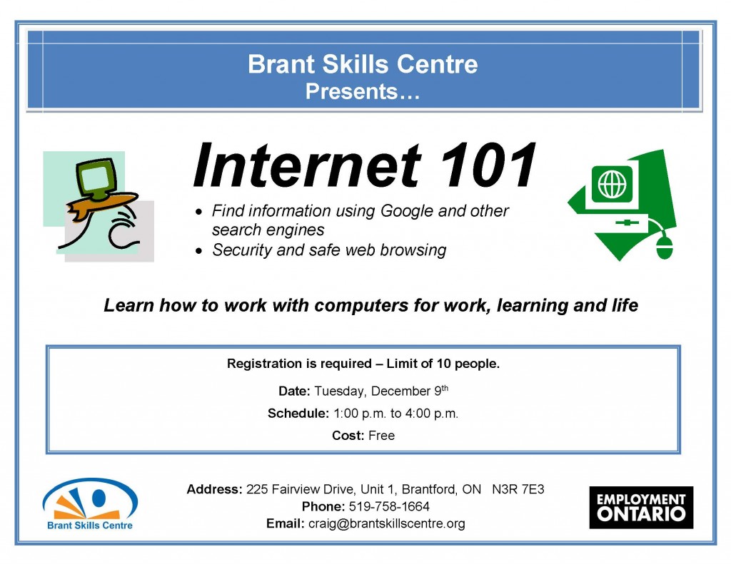 Internet 101 Brant Skills Centre Dec 9